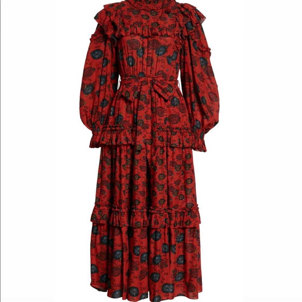 ULLA JOHNSON WINNIFRED FLORAL PRINT LONG SLEEVE DRESS SIZE 6 - NWT